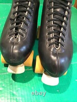 VTG Riedell Chicago Custom Roller Skates Black Powell Artistic Plush Tongue 11.5