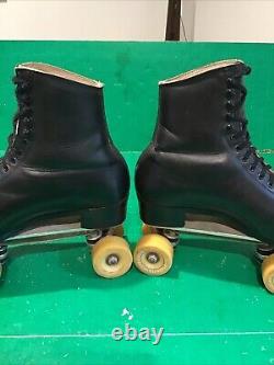 VTG Riedell Chicago Custom Roller Skates Black Powell Artistic Plush Tongue 11.5