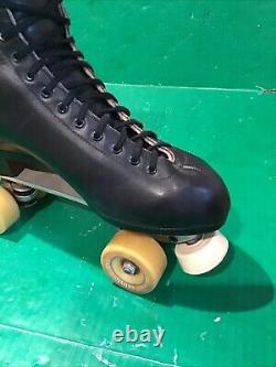 VTG Riedell Chicago Custom Roller Skates Black Powell Artistic Plush Tongue 11.5