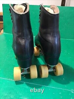 VTG Riedell Chicago Custom Roller Skates Black Powell Artistic Plush Tongue 11.5