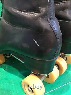 VTG Riedell Chicago Custom Roller Skates Black Powell Artistic Plush Tongue 11.5