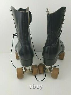 VTG Riedell Red Wing Roller Skates Black Sure Grip Supreme Deluxe sz 10 with Case
