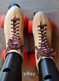 ViNtAgE Riedell Suede Roller Skates Sure Grip Kryptos W7-130L +CALIF BACK BRAKE