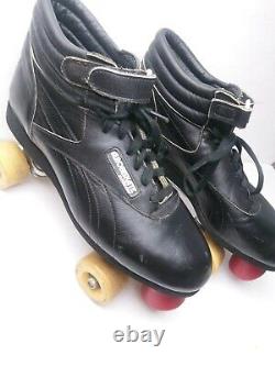 Vintage 80s Riedell Aerobiskate Sure Grip Roller Skates Black Mens Size 11