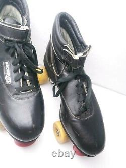Vintage 80s Riedell Aerobiskate Sure Grip Roller Skates Black Mens Size 11