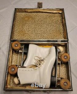 Vintage Chicago Trophy Custom Riedell Roller Skates Sz 8.5 Mens / Womens withCase
