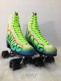 Vintage Custom Riedell Hand Painted Roller Skates Size 8 Airbrush Chicago(B133)