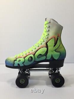 Vintage Custom Riedell Hand Painted Roller Skates Size 8 Airbrush Chicago(B133)