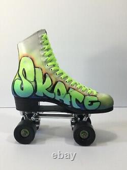 Vintage Custom Riedell Hand Painted Roller Skates Size 8 Airbrush Chicago(B133)