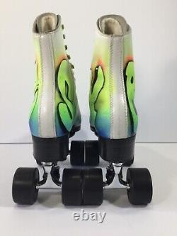 Vintage Custom Riedell Hand Painted Roller Skates Size 8 Airbrush Chicago(B133)