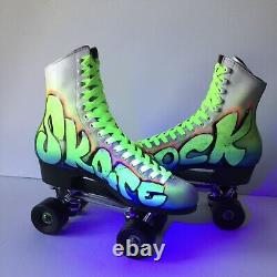 Vintage Custom Riedell Hand Painted Roller Skates Size 8 Airbrush Chicago(B133)