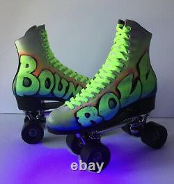 Vintage Custom Riedell Hand Painted Roller Skates Size 8 Airbrush Chicago(B133)