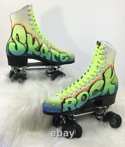 Vintage Custom Riedell Hand Painted Roller Skates Size 8 Airbrush Chicago(B133)