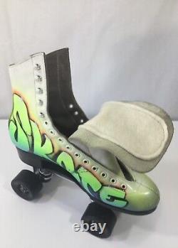 Vintage Custom Riedell Hand Painted Roller Skates Size 8 Airbrush Chicago(B133)