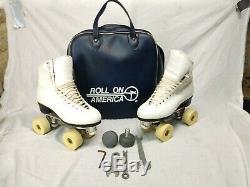 Vintage Douglas Snyder Custom Built Roller Skates. Riedell Boot Sz 7 Women's. A+
