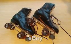 Vintage Douglas Snyders Custom Built Black Riedell Roller Skates Size 10