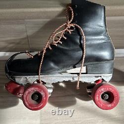 Vintage Jogger Riedell 120 Black Leather Roller Skates US Size 9 VTG