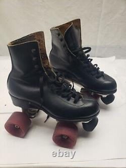 Vintage Jogger Riedell 120 Black Leather rare Roller Skates US Size 8 VTG