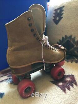 Vintage Leather Riedell Roller Skates Powell Peralta Wheels Bones VENICE CA. SZ8