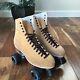Vintage Leather Suede Riedell Roller Skates route 65 kryptonics Wheels Mens 8