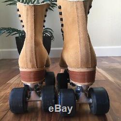 Vintage Leather Suede Riedell Roller Skates route 65 kryptonics Wheels Mens 8