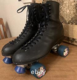 Vintage Men's Riedell Sure Grip Super X 9 Black Leather Roller Skates Size 11