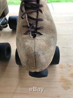 Vintage Men's Riedell Tan Suede Red Wing roller skates size 11