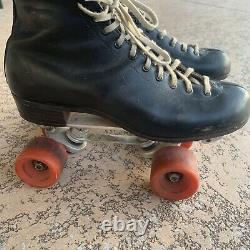 Vintage Mens Snyder Super Deluxe Black Leather Roller Skates Size M 10