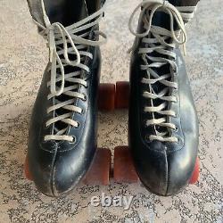 Vintage Mens Snyder Super Deluxe Black Leather Roller Skates Size M 10