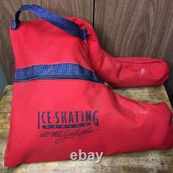 Vintage NOS Riedell 320 Black Leather Ice Skate Boots Red Wing With Bag