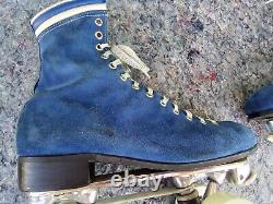 Vintage Oberhamers Sure Grip Century Mens Sz 9 Blue Suede Leather Roller Skates