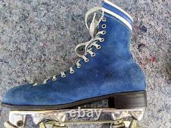 Vintage Oberhamers Sure Grip Century Mens Sz 9 Blue Suede Leather Roller Skates
