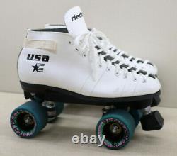 Vintage Old School White Riedell Speed Roller Skates Witch Doctor Wheels USA