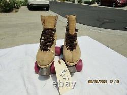 Vintage Pair Red Wings Riedell 130L Suede Tan Roller Skates Women's Size 7 IOB