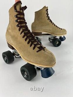 Vintage RIEDELL Roller Skates Men's 7, Wom 8 Suede Tan 130L Red Wing Sure-Grip