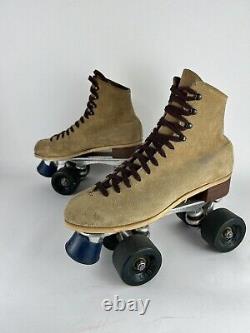 Vintage RIEDELL Roller Skates Men's 7, Wom 8 Suede Tan 130L Red Wing Sure-Grip