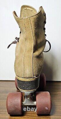Vintage RIEDELL Roller Skates Size 10 Suede Tan 130M Red Wing Sure-Grip Jogger