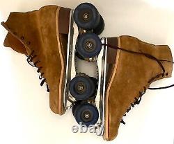 Vintage RIEDELL Roller Skates Size 11 Suede Tan Red Wing Sure-Grip Jogger