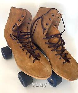 Vintage RIEDELL Roller Skates Size 11 Suede Tan Red Wing Sure-Grip Jogger