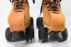 Vintage RIEDELL SURE GRIP TAN SUEDE LEATHER ROLLER SKATES WOMEN's 8 USA