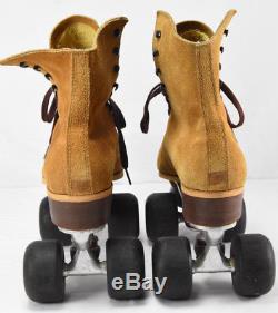 Vintage RIEDELL SURE GRIP TAN SUEDE LEATHER ROLLER SKATES WOMEN's 8 USA