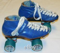 Vintage RIEDELL USA Blue Roller speed Skates Hyper Witch Doctor Wheels Size 6