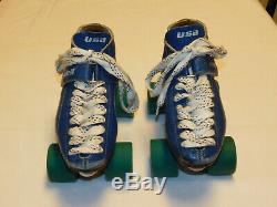 Vintage RIEDELL USA Blue Roller speed Skates Hyper Witch Doctor Wheels Size 6