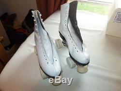 Vintage RIEDELL White Roller Skates 8 with Vanguard Excalibur Wheels Figure Rare