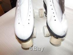Vintage RIEDELL White Roller Skates 8 with Vanguard Excalibur Wheels Figure Rare