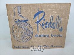 Vintage Red Wing Riedell Leather White Roller Skates Kids Youth Size 13