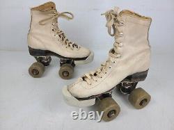 Vintage Red Wing Riedell Leather White Roller Skates Kids Youth Size 13