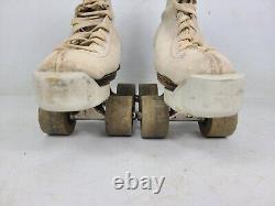 Vintage Red Wing Riedell Leather White Roller Skates Kids Youth Size 13