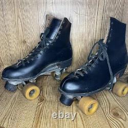 Vintage Riedell 120 Roller Skates Plates USA Black Leather Tagged a size 12