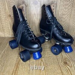 Vintage Riedell 120 Roller Skates Plates USA Black Leather Tagged a size 5